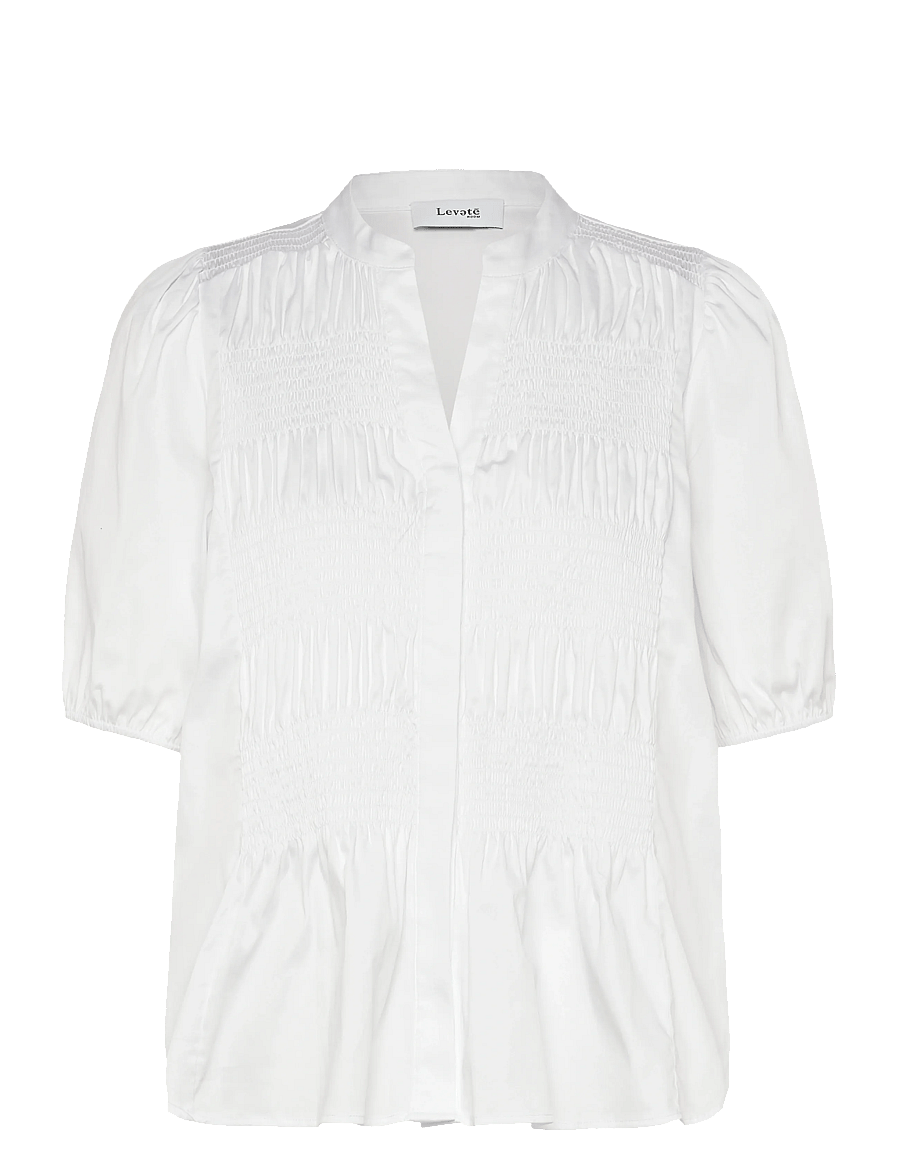 Levete Room - LR-ISLA SOLID - short-sleeved blouses - 1000 white - 1