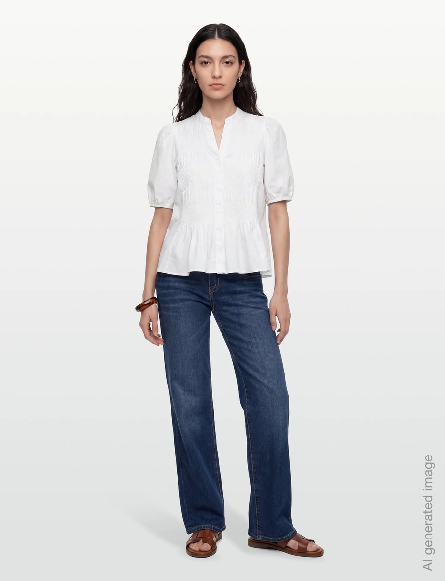 Levete Room - LR-ISLA SOLID - short-sleeved blouses - 1000 white - 0