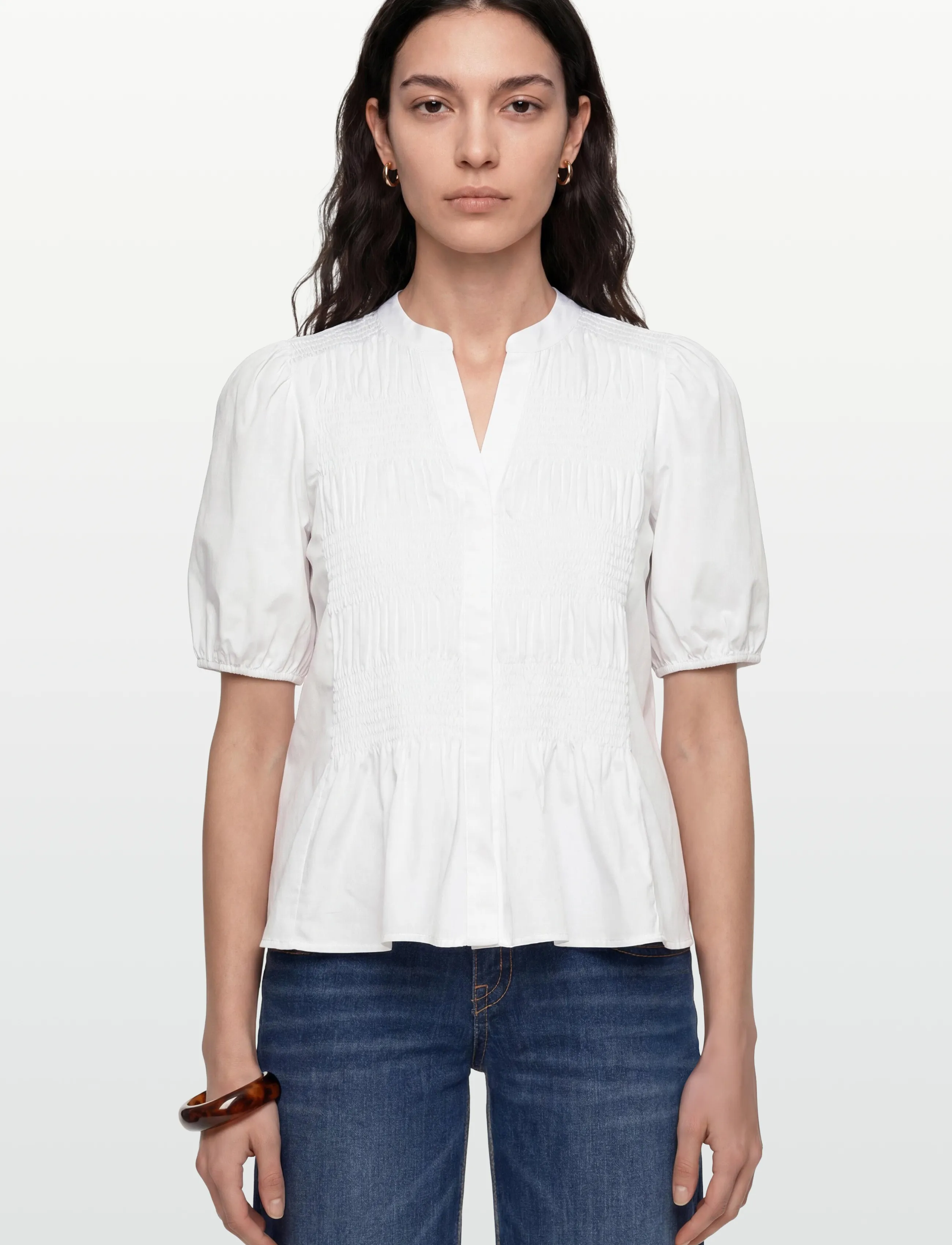 Levete Room - LR-ISLA SOLID - kurzämlige blusen - 1000 white - 3