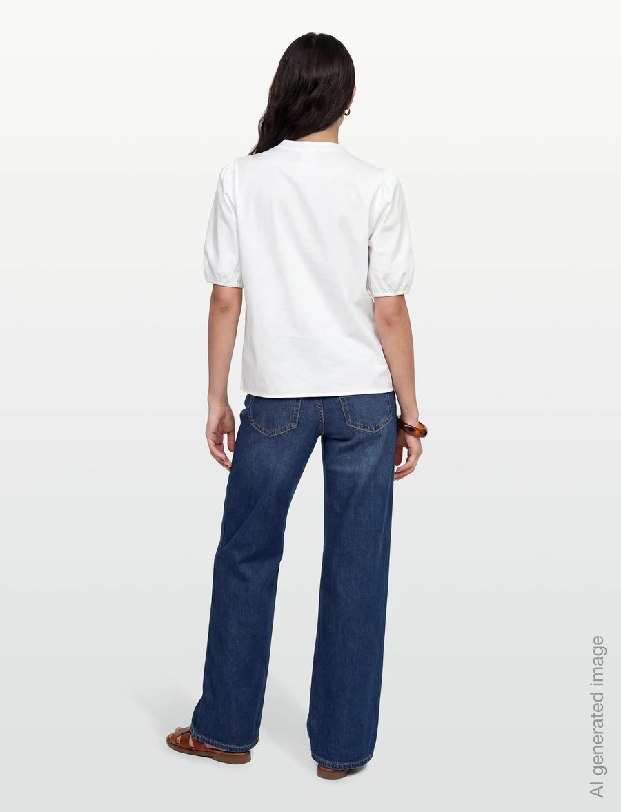 Levete Room - LR-ISLA SOLID - short-sleeved blouses - 1000 white - 4
