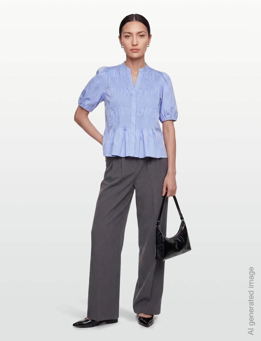 Levete Room - LR-ISLA SOLID - short-sleeved blouses - 6250 windsurfer - 0