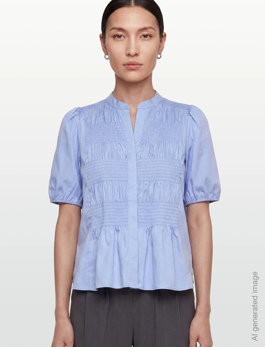 Levete Room - LR-ISLA SOLID - kurzärmelige blusen - 6250 windsurfer - 3
