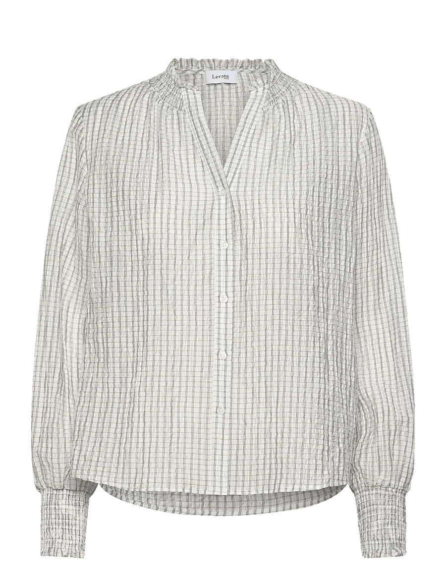 Levete Room - LR-PATTY - langærmede bluser - 1001c - star white combi - 0
