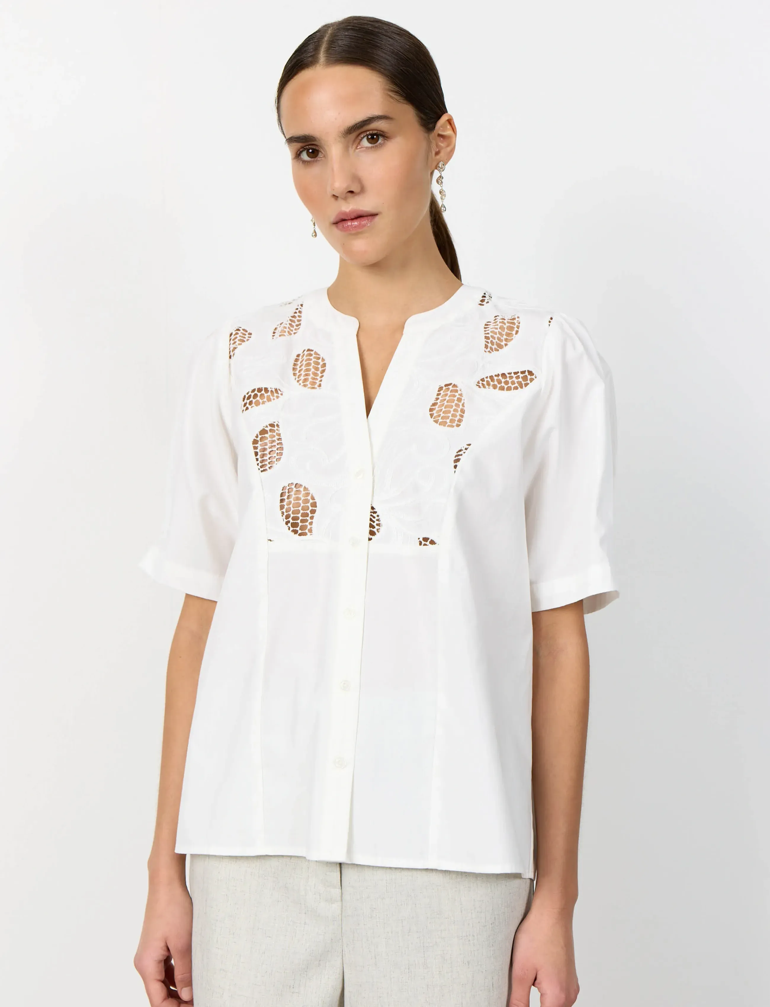 Levete Room - LR-PARKER - lühikeste varrukatega pluusid - 1001 - star white - 4