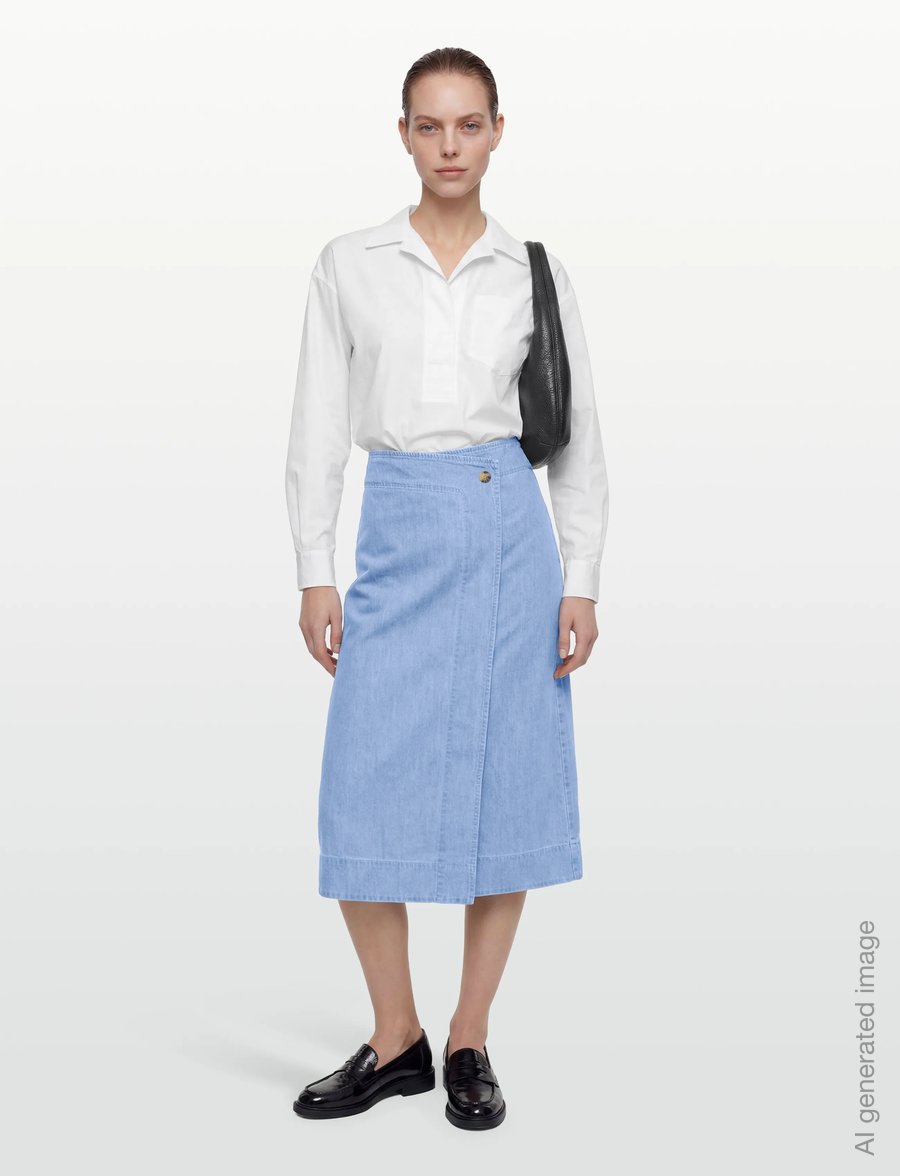Levete Room - LR-PIETTA - wrap skirts - 2085 - mid blue denim - 0