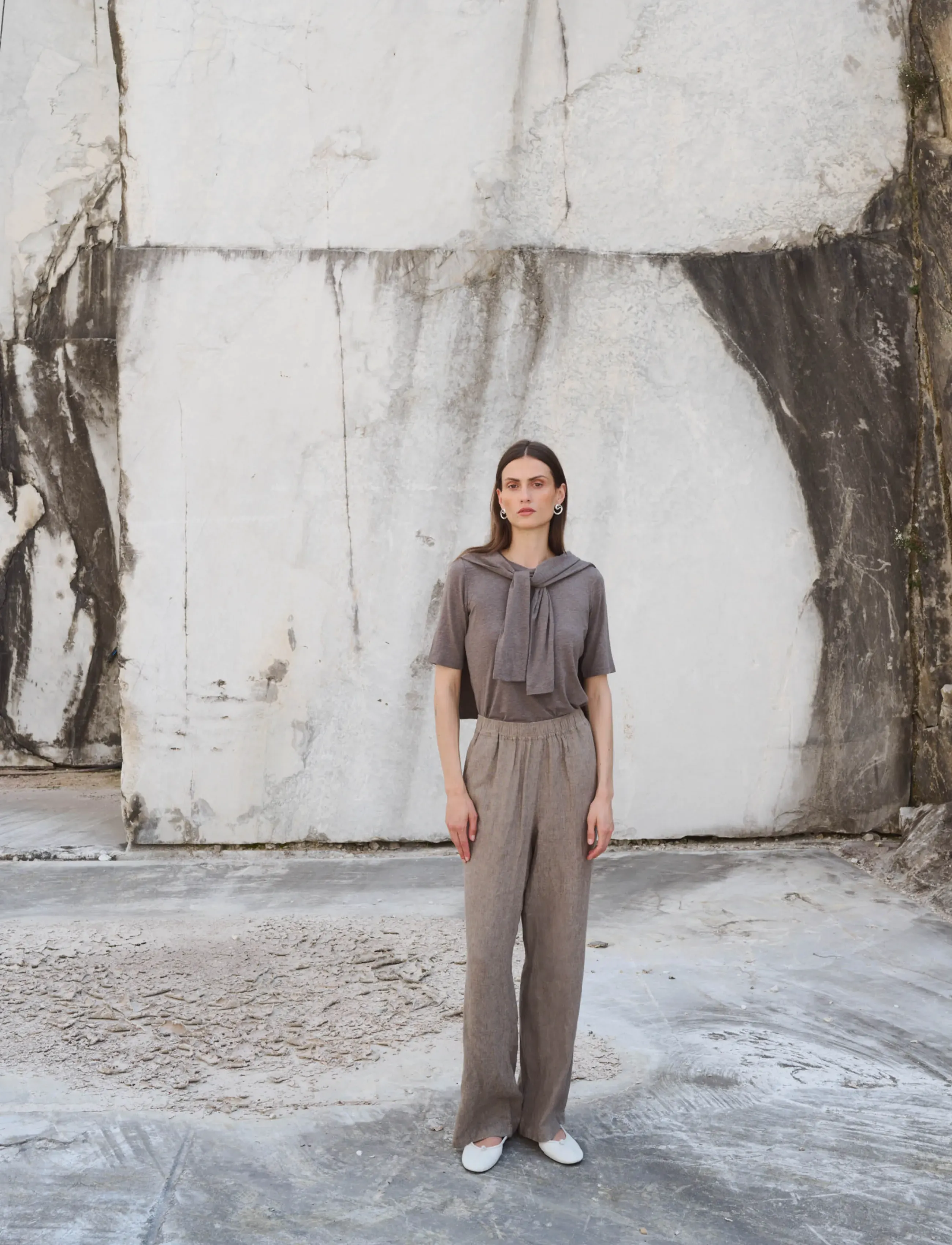 Levete Room LR-NAJA - Pantalons larges - 98845 - FALCON MELANGE / beige