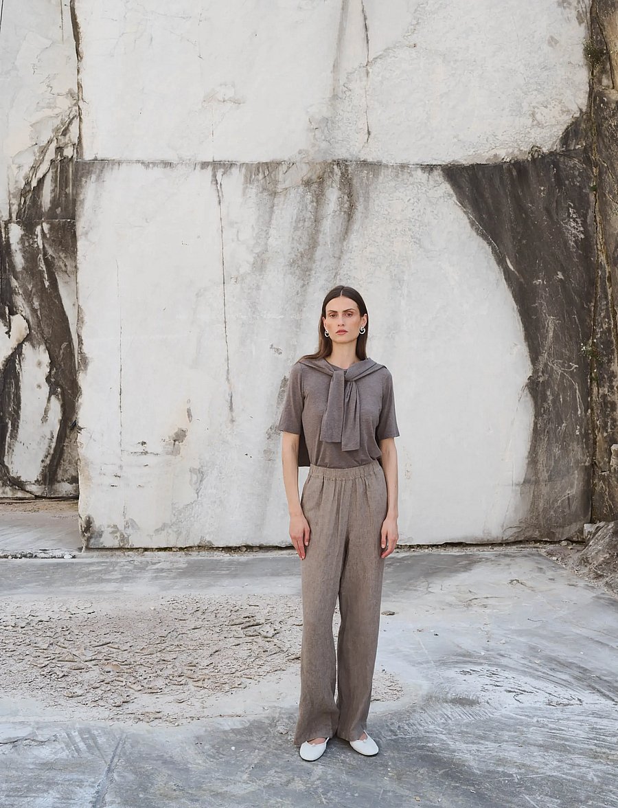 Levete Room - LR-NAJA - wide leg trousers - 98845 - falcon melange - 0