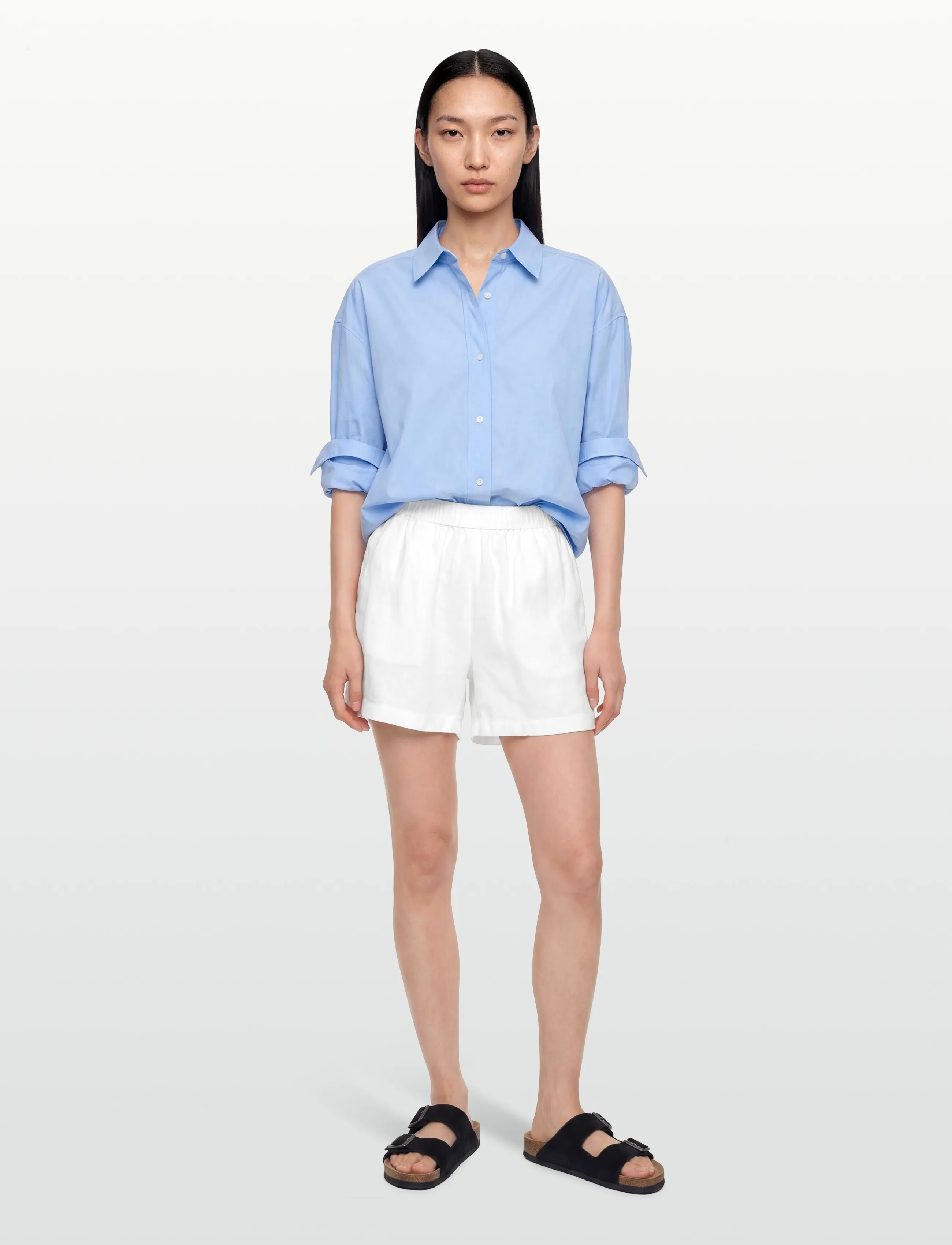Levete Room Lr-Naja, S, White, Shorts > Linen Shorts, Dame