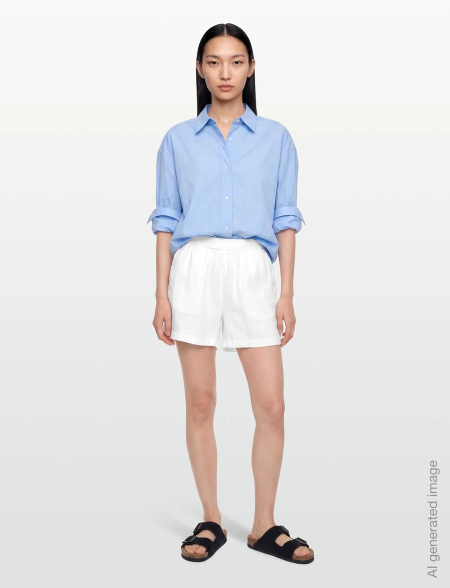 Levete Room - LR-NAJA - linen shorts - 1000 white - 0