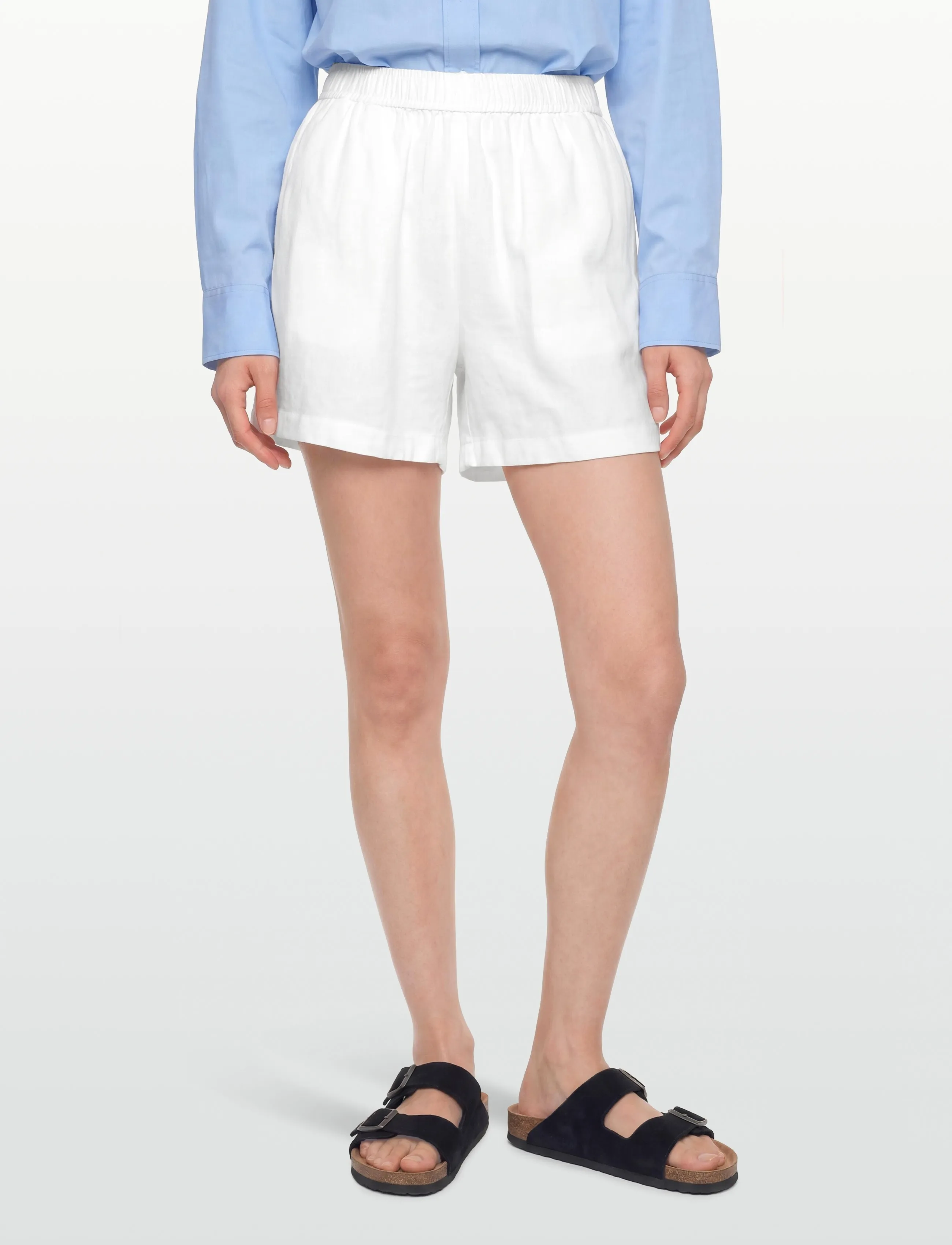 Levete Room - LR-NAJA - linen shorts - 1000 white - 3