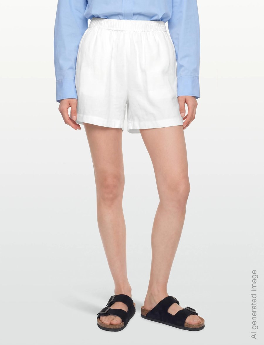 Levete Room - LR-NAJA - linen shorts - 1000 white - 3