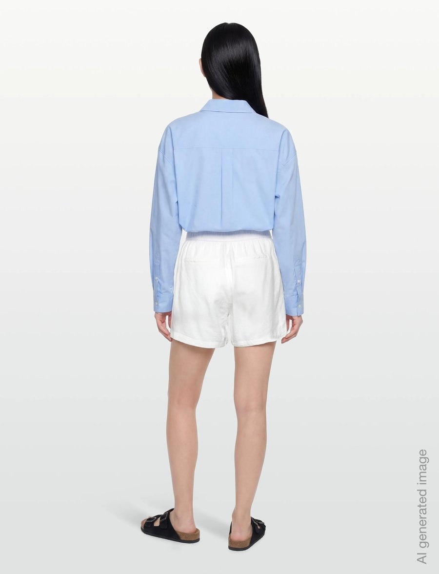 Levete Room - LR-NAJA - linen shorts - 1000 white - 4