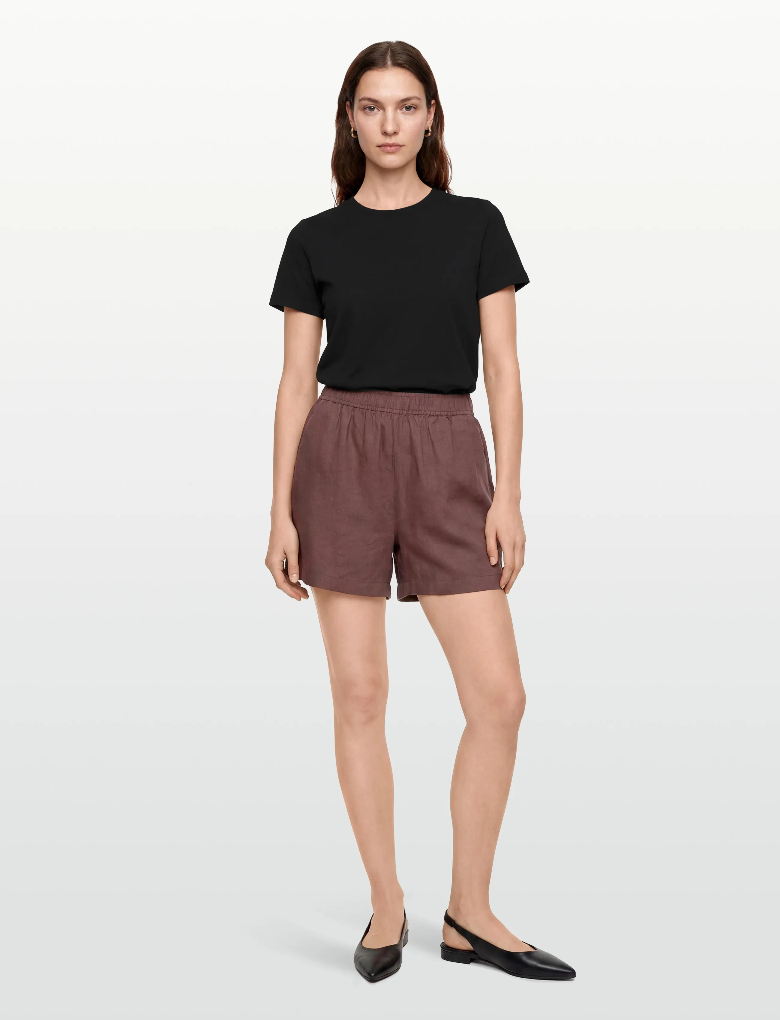 Levete Room Lr-Naja, S, Burgundy, Shorts > Linen Shorts, Dame