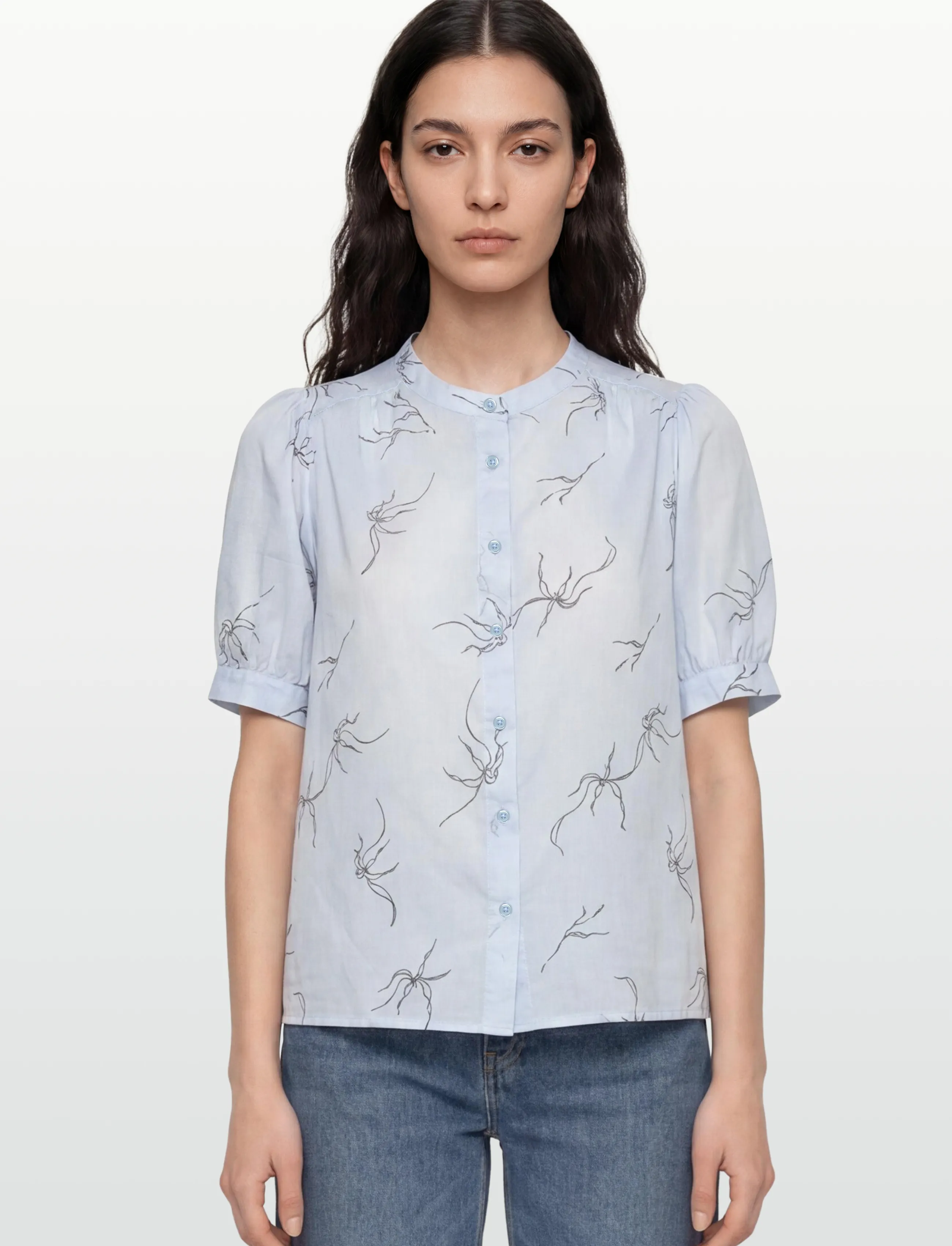 Levete Room - LR-PORTIA - short-sleeved blouses - 6262c - heather combi - 3