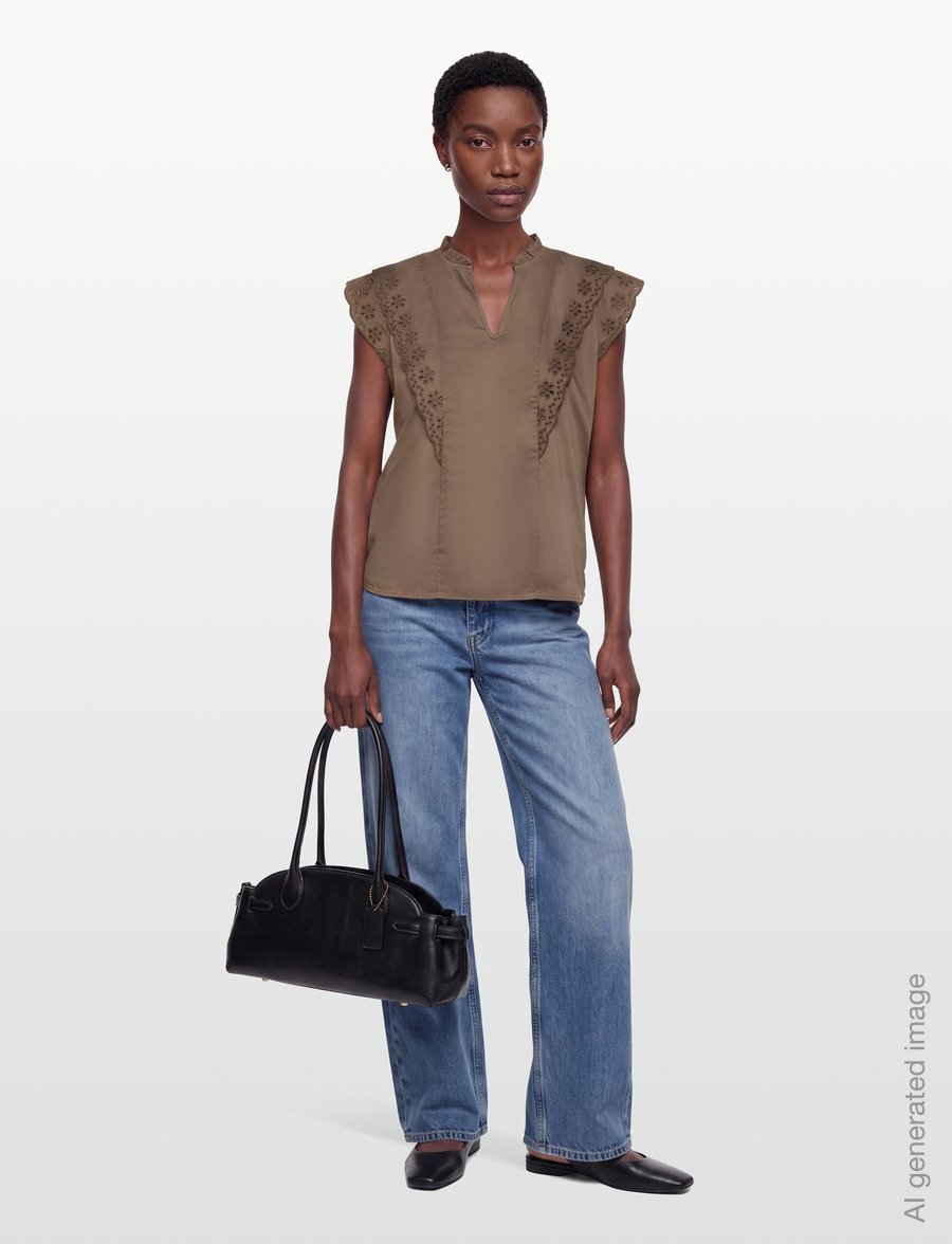 Levete Room - LR-ISLA SOLID - kortärmade blusar - 8500 - fossil - 0