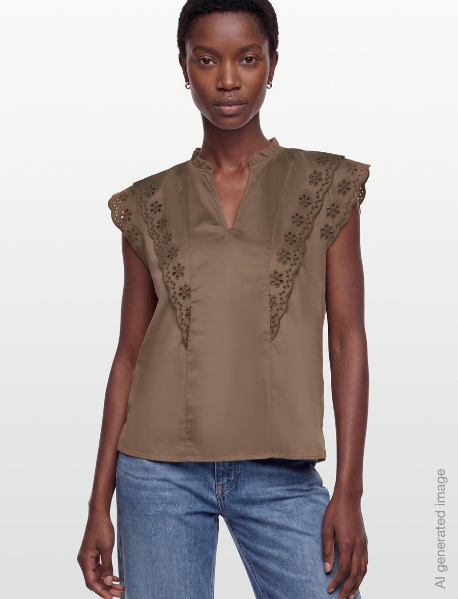 Levete Room - LR-ISLA SOLID - kortärmade blusar - 8500 - fossil - 3