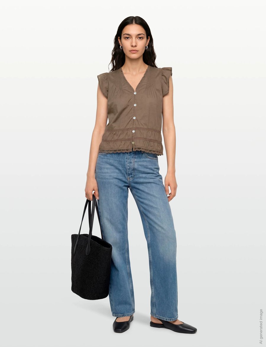 Levete Room - LR-ROSY - kurzärmelige blusen - 8500 - fossil - 0