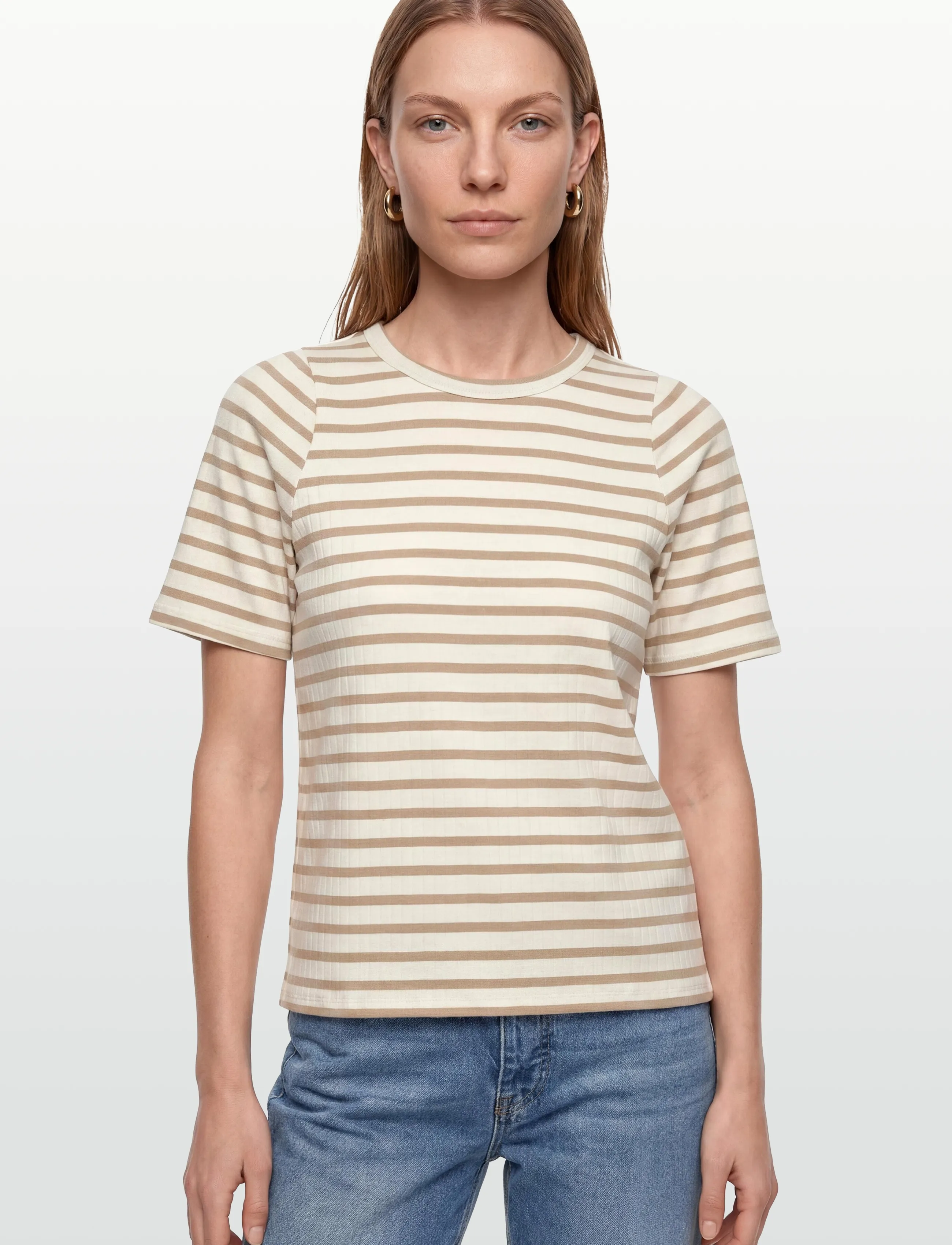 Levete Room - LR-NEDDIE - t-shirts - 1020c - plaza taupe combi - 3
