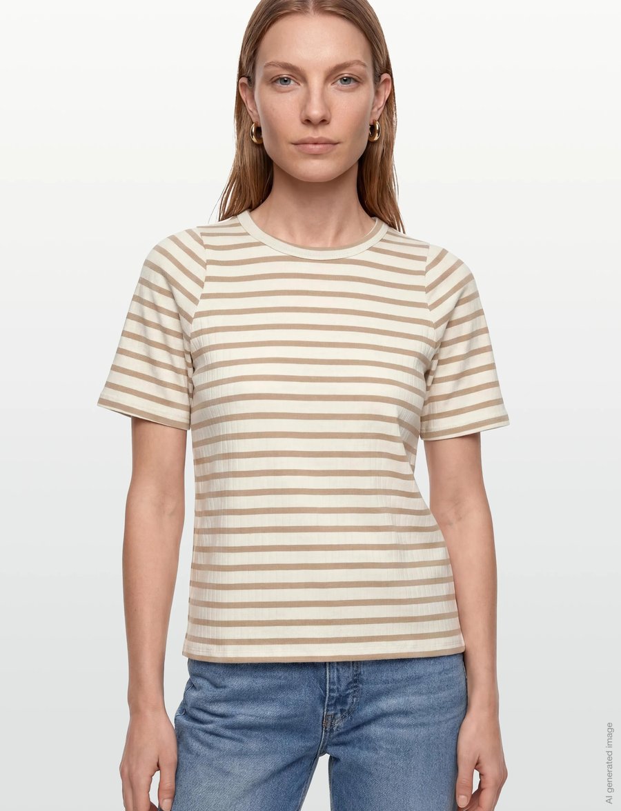 Levete Room - LR-NEDDIE - t-shirts - 1020c - plaza taupe combi - 3