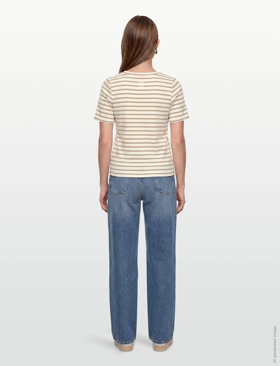 Levete Room - LR-NEDDIE - t-shirts - 1020c - plaza taupe combi - 4