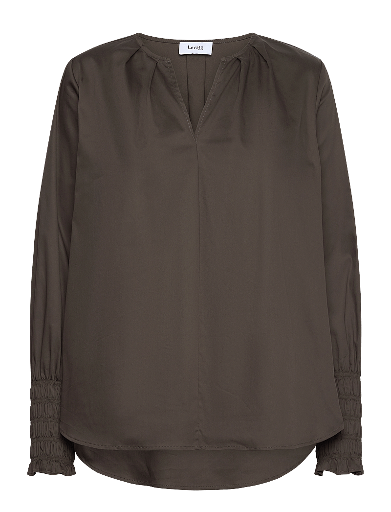 Levete Room - LR-ISLA SOLID - långärmade blusar - black olive - 0