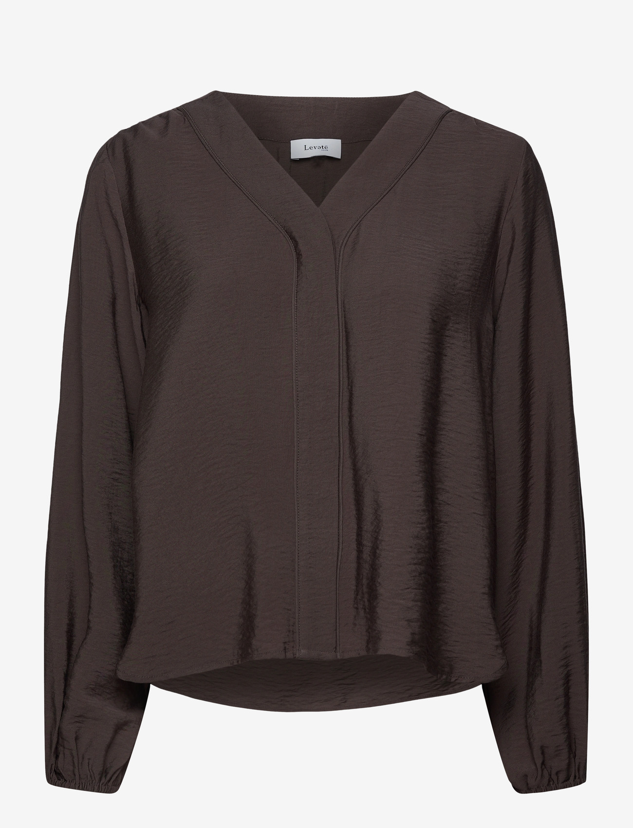 Levete Room - LR-NIKKI - langærmede bluser - l894 - coffee - 0