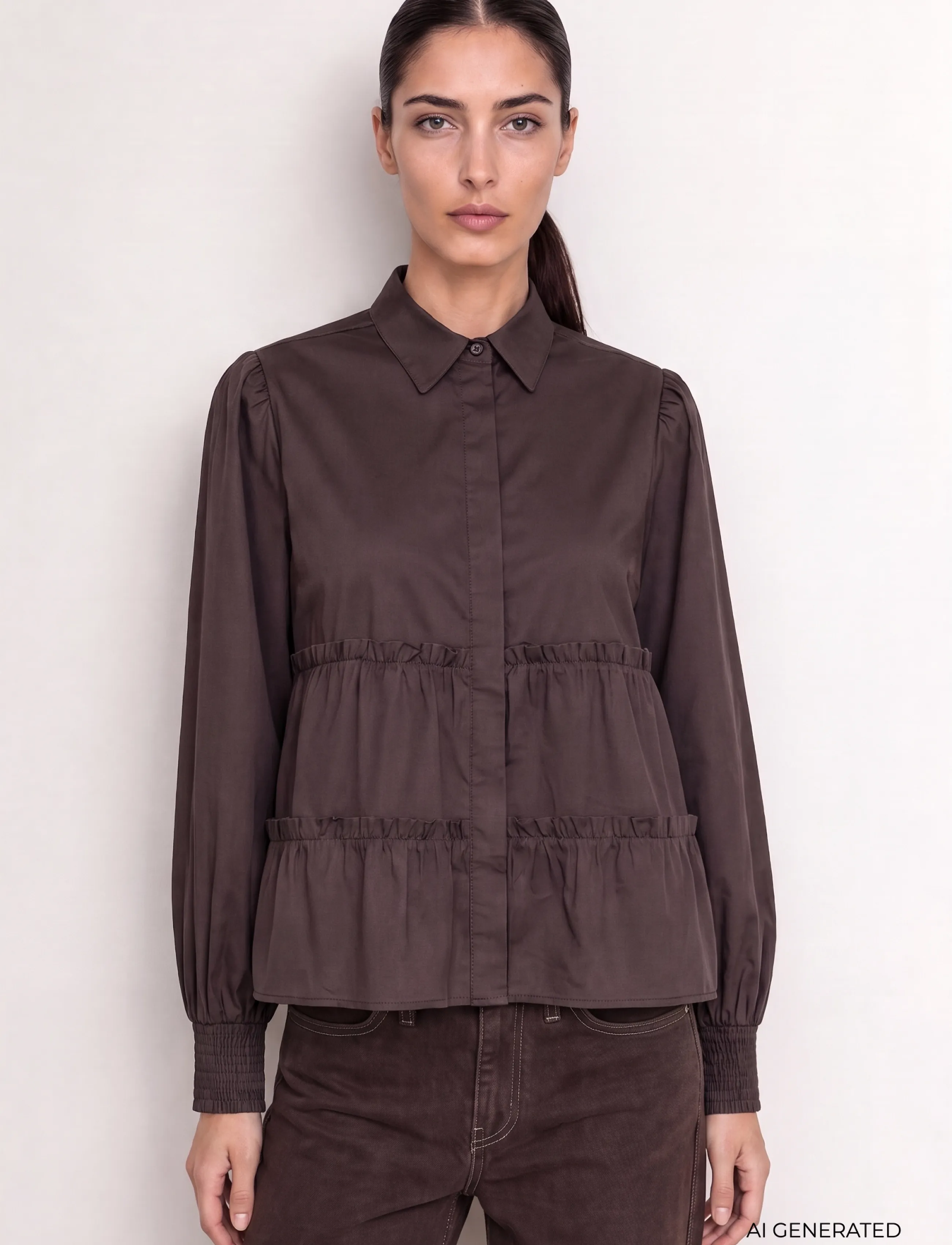Levete Room LR-ISLA SOLID - Hemden - 8250 - AFTER DARK / brown