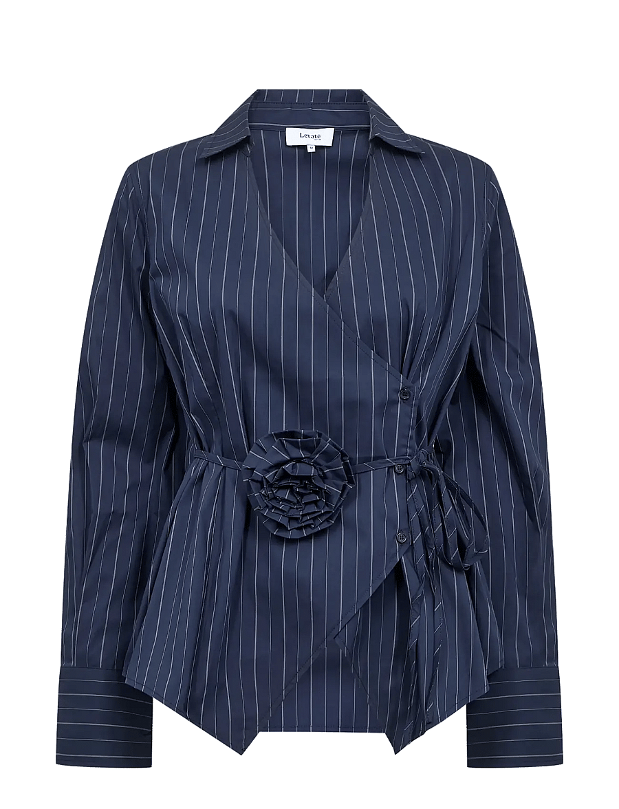 Levete Room - LR-TEO - long sleeved blouses - 6995 dark navy combi - 1