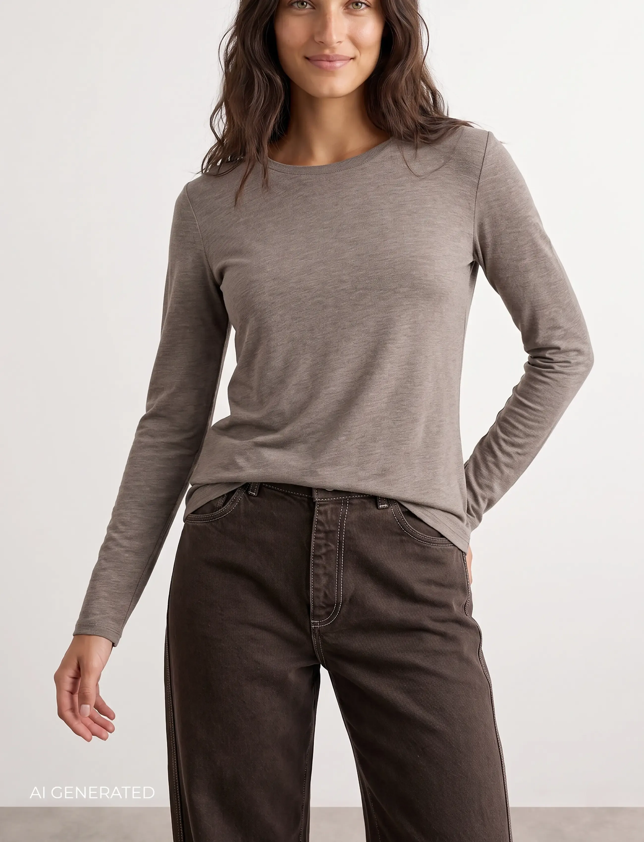 Levete Room - LR-JOSEPHINE - langärmlige tops - 98845 - falcon melange - 0