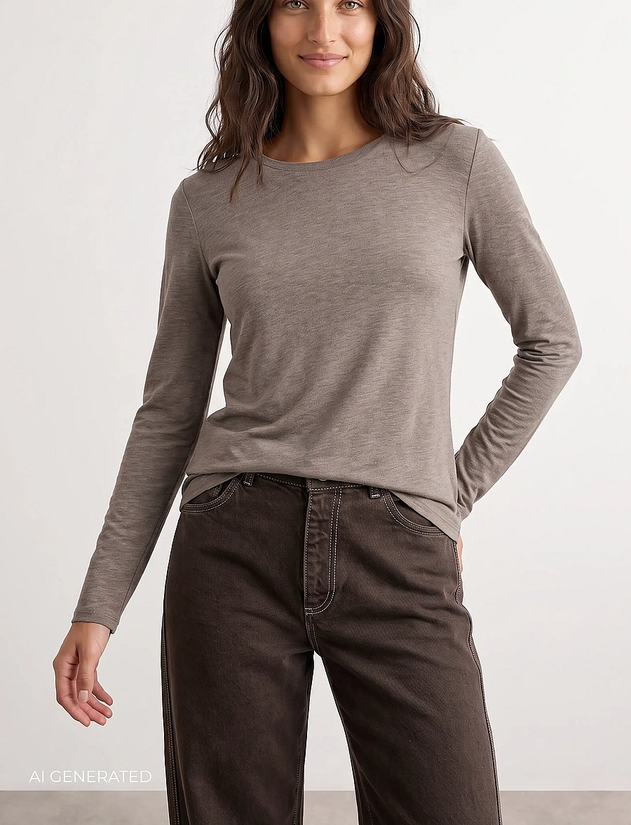 Levete Room - LR-JOSEPHINE - langärmlige tops - 98845 - falcon melange - 0