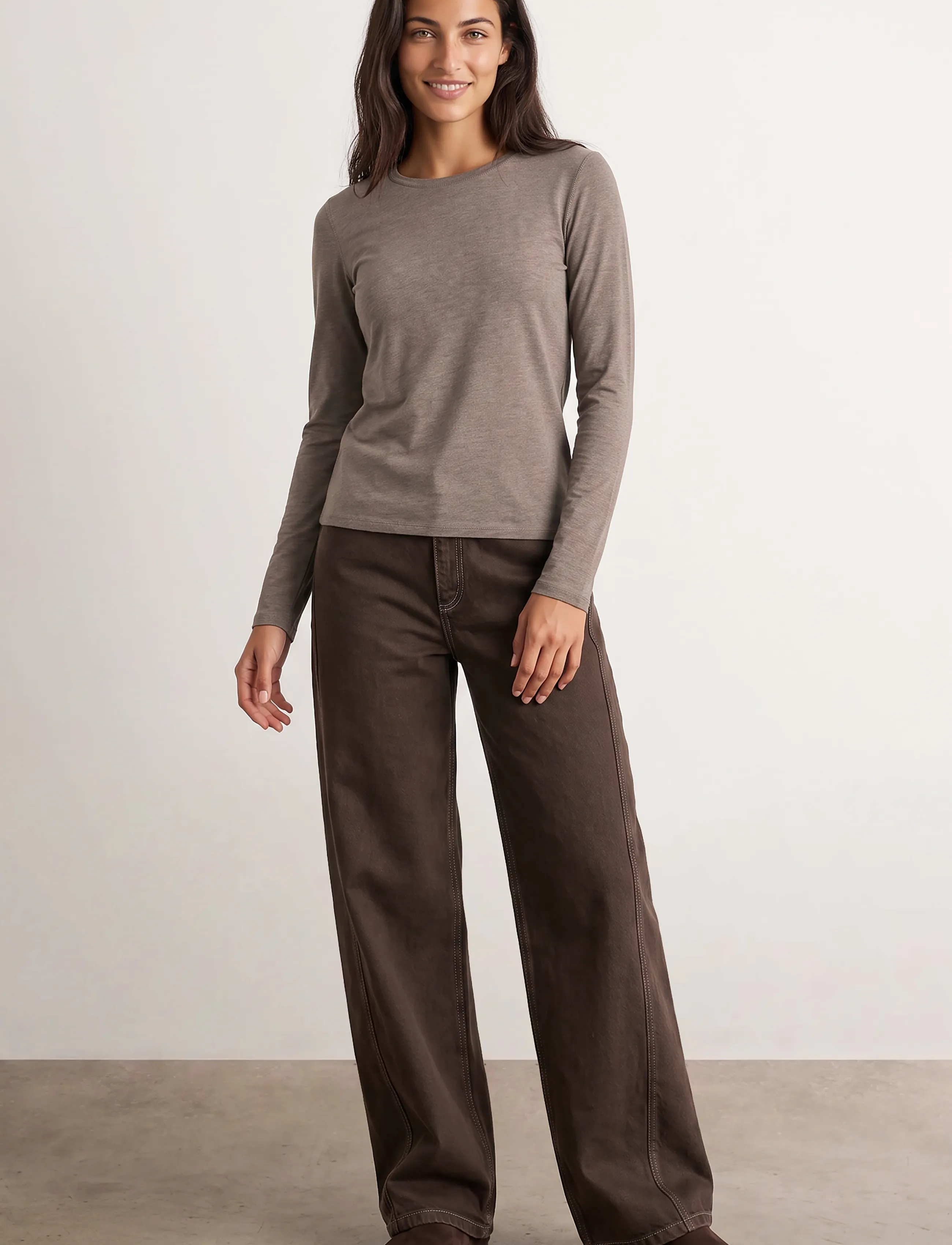 Levete Room - LR-JOSEPHINE - langärmlige tops - 98845 - falcon melange - 3
