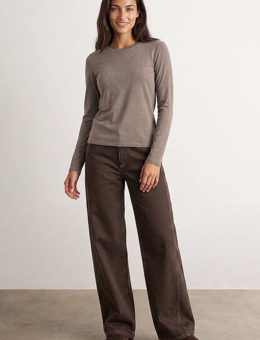Levete Room - LR-JOSEPHINE - langärmlige tops - 98845 - falcon melange - 3