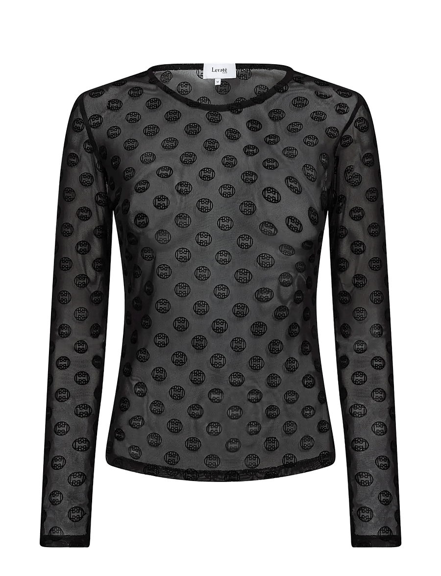 Levete Room - LR-TELA AOP - långärmade toppar - 9999 black combi - 1