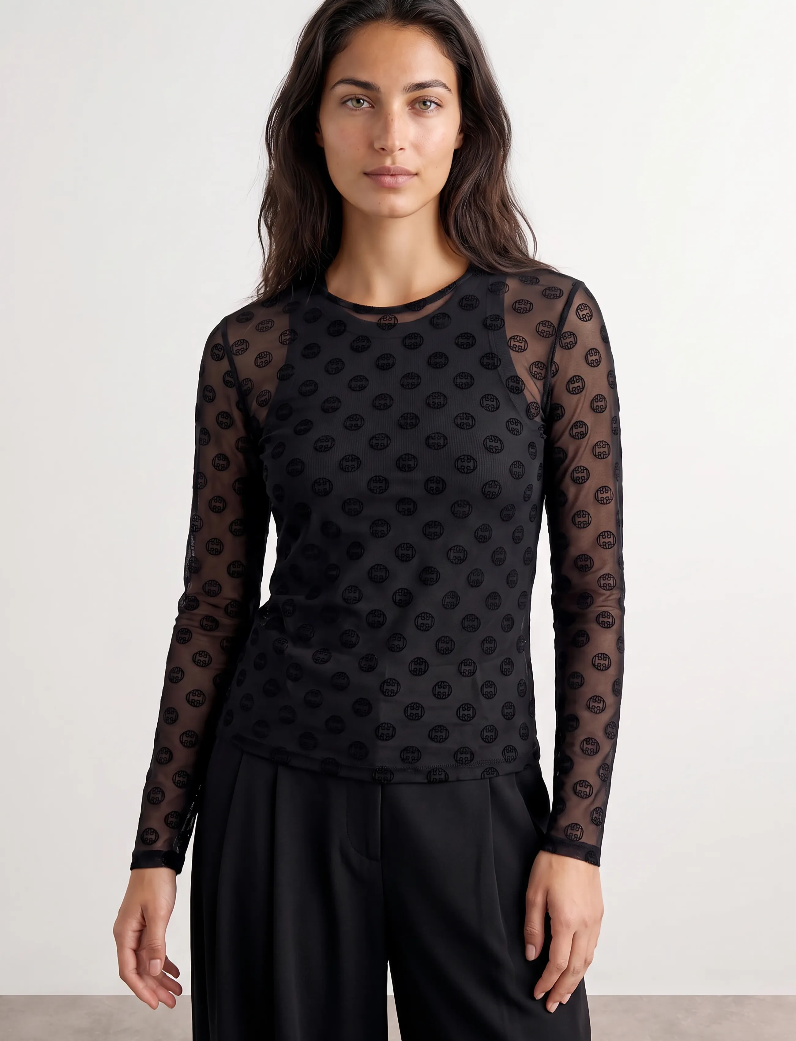 Levete Room LR-TELA AOP - Långärmade toppar - 9999 BLACK COMBI / black