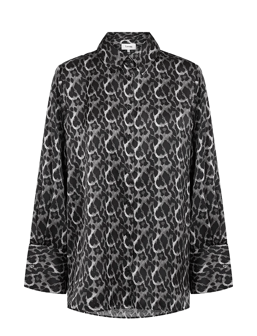 Levete Room - LR-ULANI - long-sleeved shirts - 9480c volcanic ash combi - 1