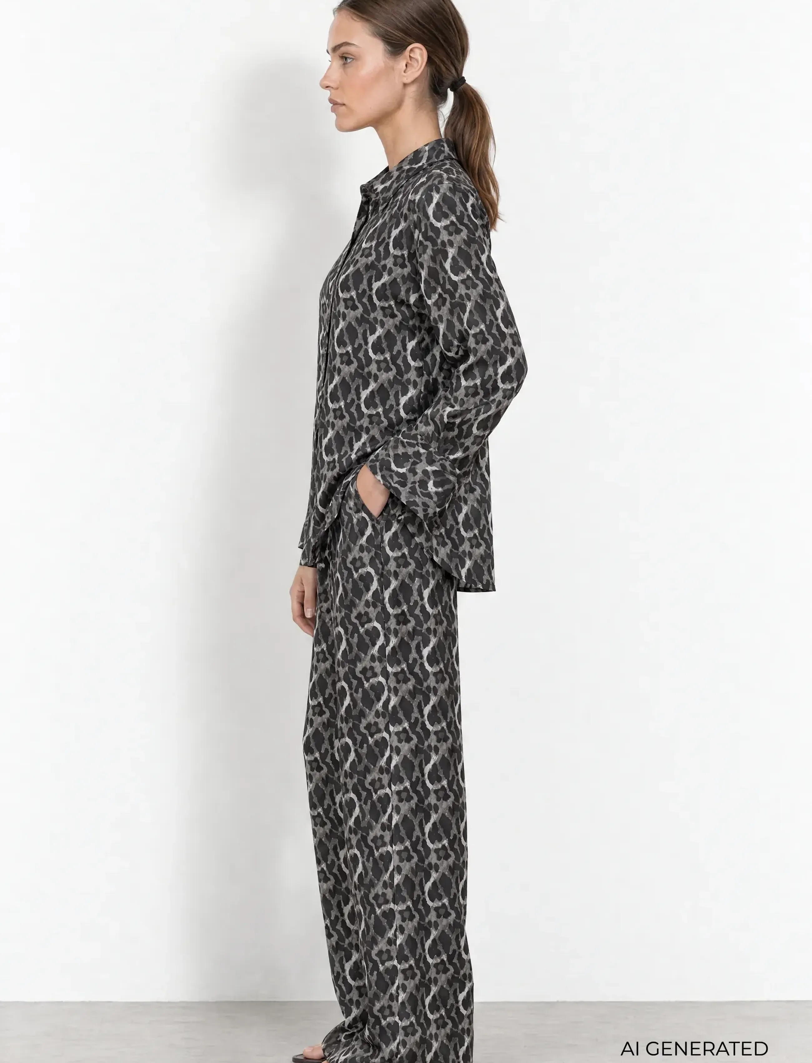 Levete Room - LR-ULANI - long-sleeved shirts - 9480c volcanic ash combi - 3