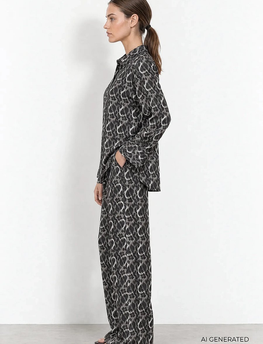 Levete Room - LR-ULANI - long-sleeved shirts - 9480c volcanic ash combi - 3