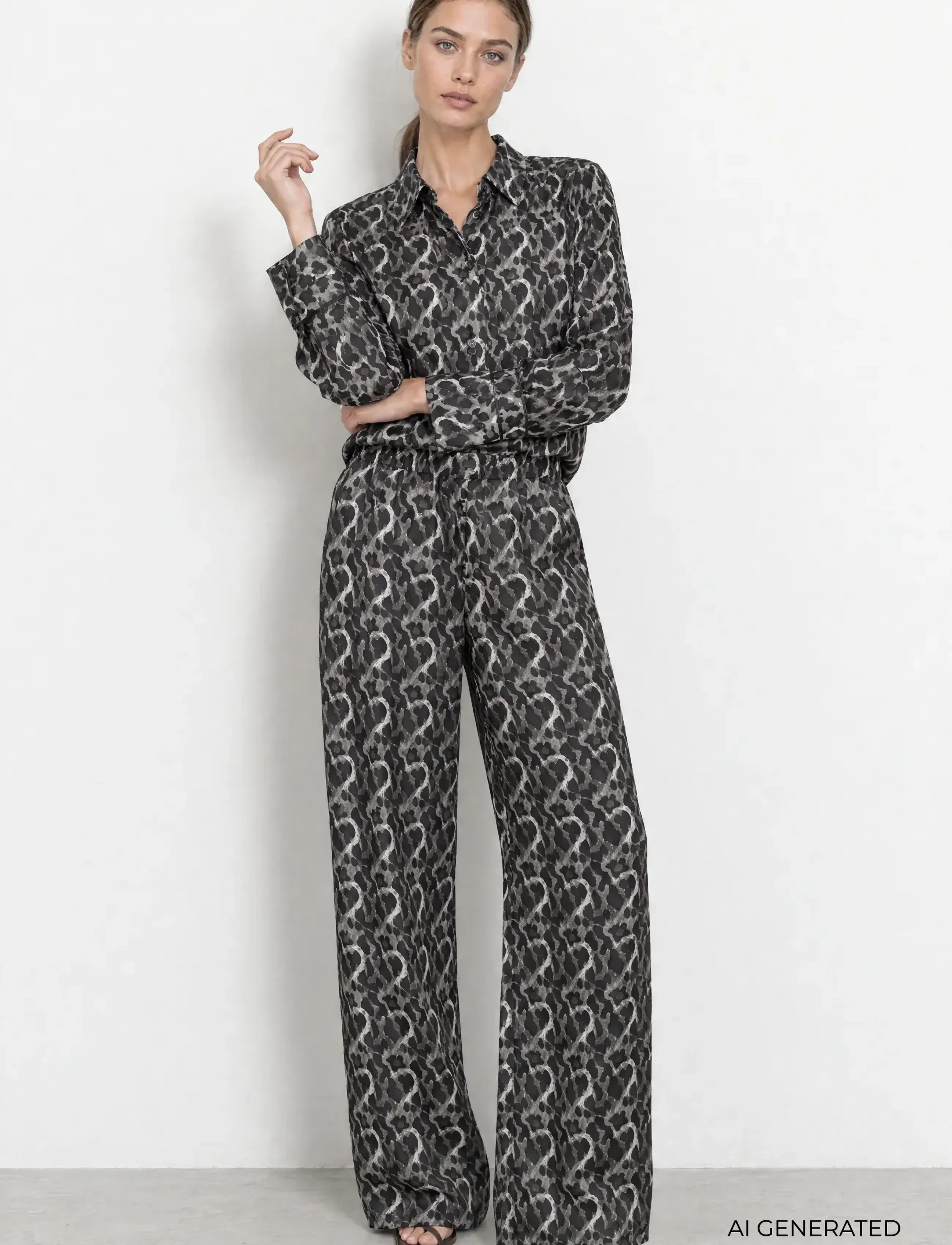 Levete Room LR-ULANI - Trousers - 9480C VOLCANIC ASH COMBI / grey