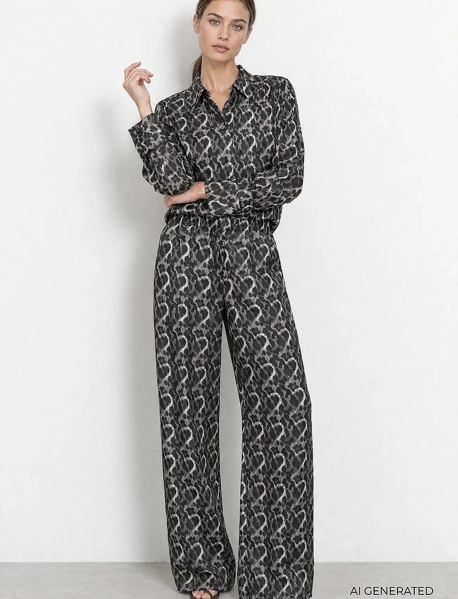 Levete Room - LR-ULANI - wide leg trousers - 9480c volcanic ash combi - 0