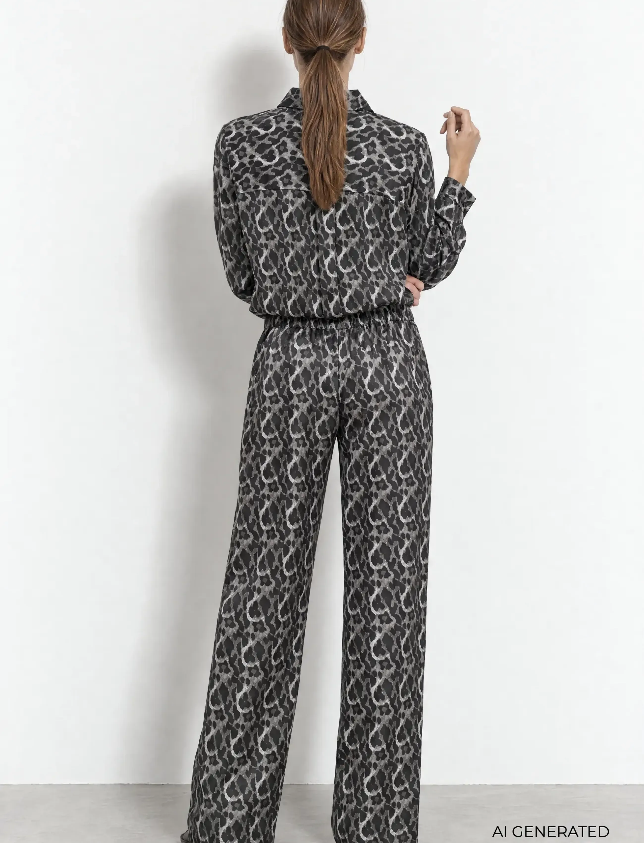 Levete Room - LR-ULANI - wide leg trousers - 9480c volcanic ash combi - 4