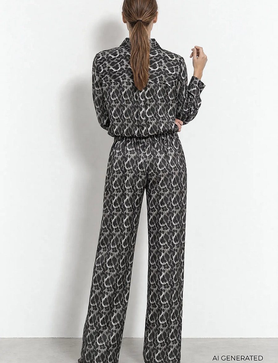 Levete Room - LR-ULANI - wide leg trousers - 9480c volcanic ash combi - 4