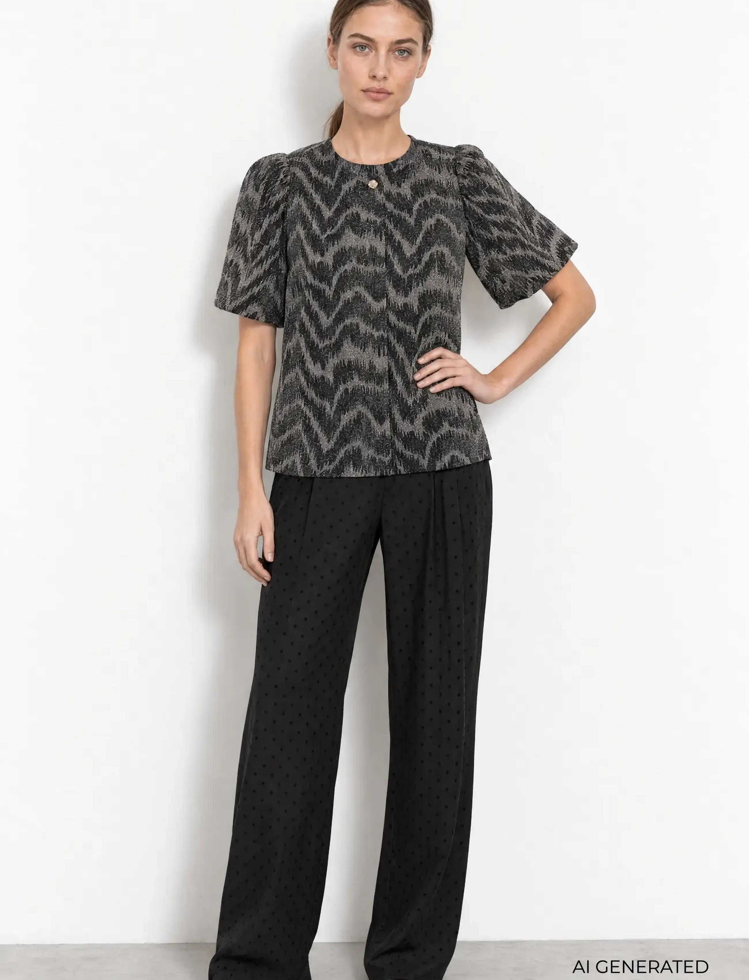 Levete Room - LR-URSA - kortærmede bluser - 9999 black combi - 3