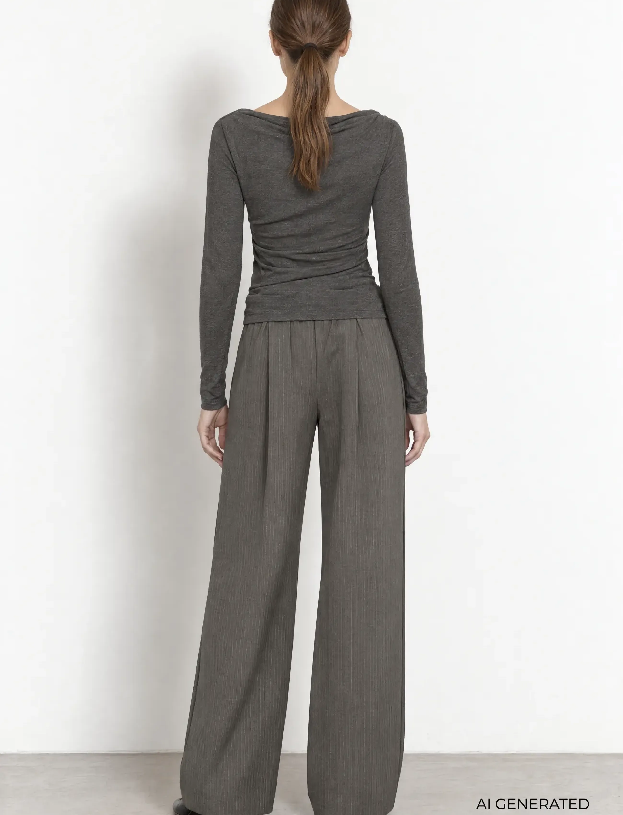 Levete Room - LR-UNITY - bukser med brede ben - 99906c - dark grey mel. combi - 4