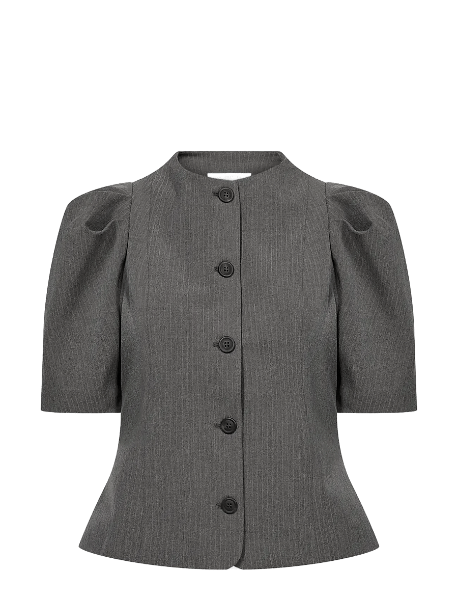 Levete Room - LR-UNITY - short-sleeved blouses - 99906c - dark grey mel. combi - 1