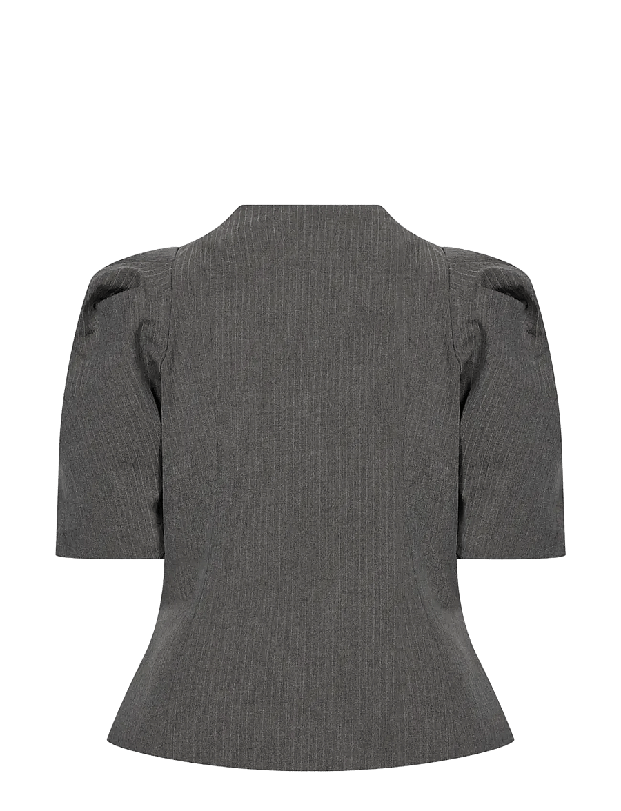 Levete Room - LR-UNITY - short-sleeved blouses - 99906c - dark grey mel. combi - 2