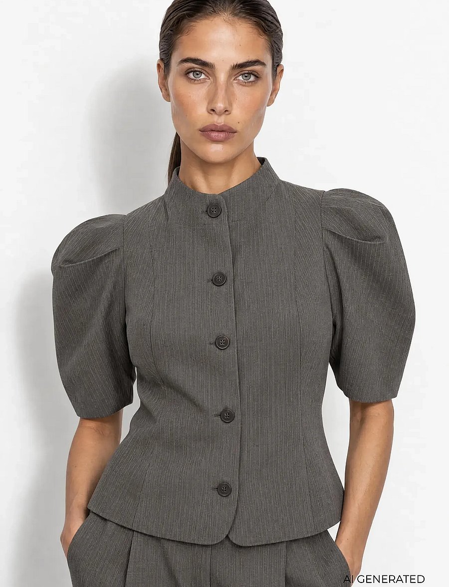 Levete Room - LR-UNITY - short-sleeved blouses - 99906c - dark grey mel. combi - 0