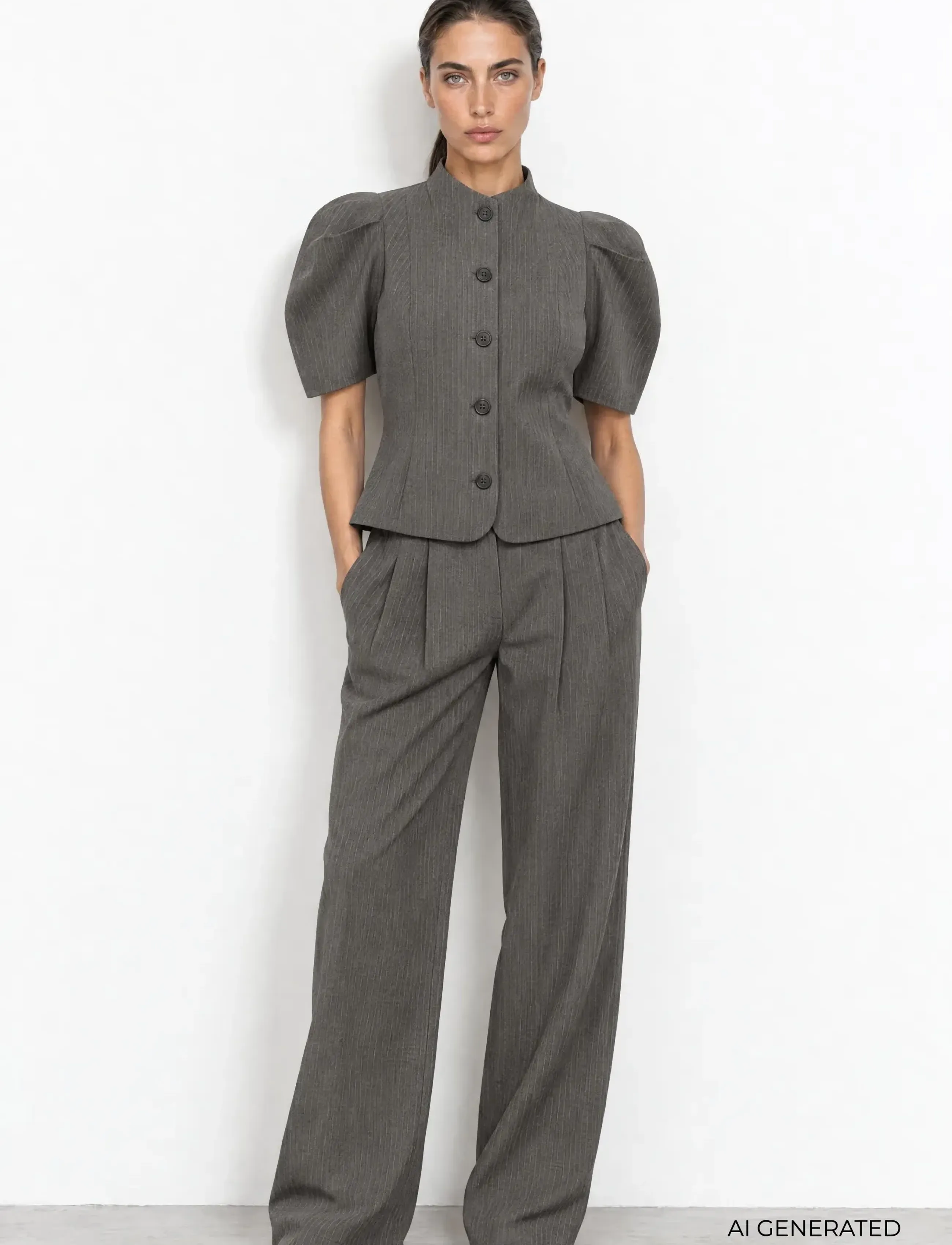 Levete Room - LR-UNITY - short-sleeved blouses - 99906c - dark grey mel. combi - 3