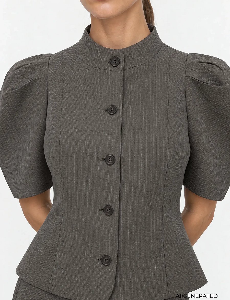 Levete Room - LR-UNITY - short-sleeved blouses - 99906c - dark grey mel. combi - 4