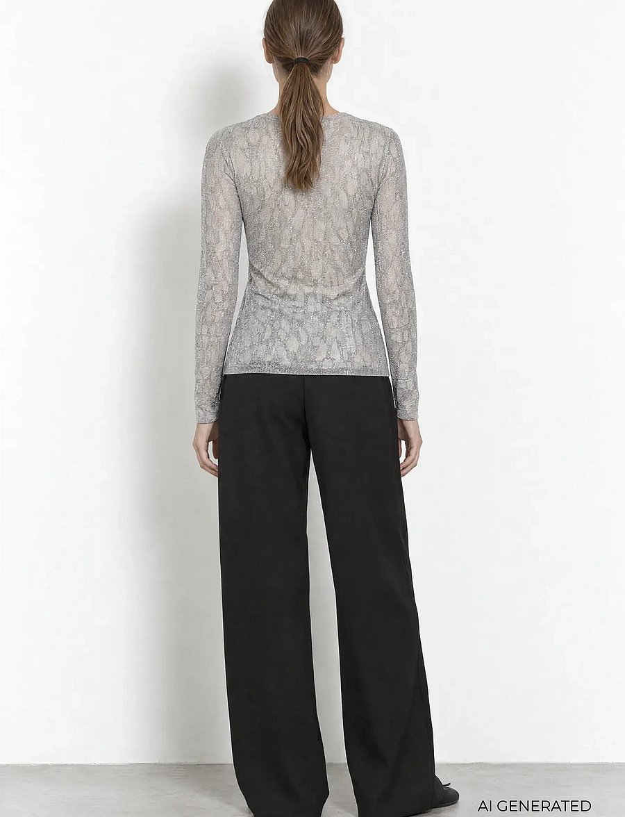 Levete Room - LR-URINA - langærmede bluser - 9480c volcanic ash combi - 4
