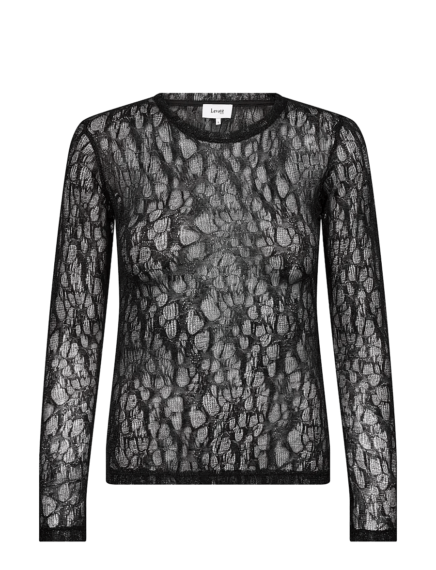 Levete Room - LR-URINA - long sleeved blouses - 9999 black combi - 1